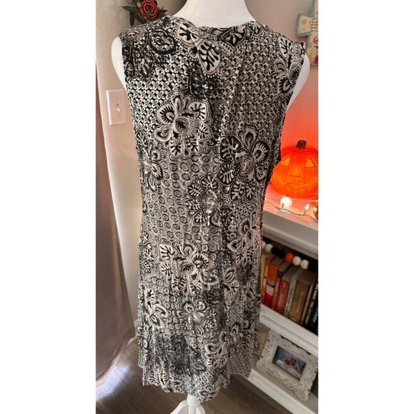 Style & Co Soft midi dress black and tan pattern floral size PXL - Picture 3 of 6